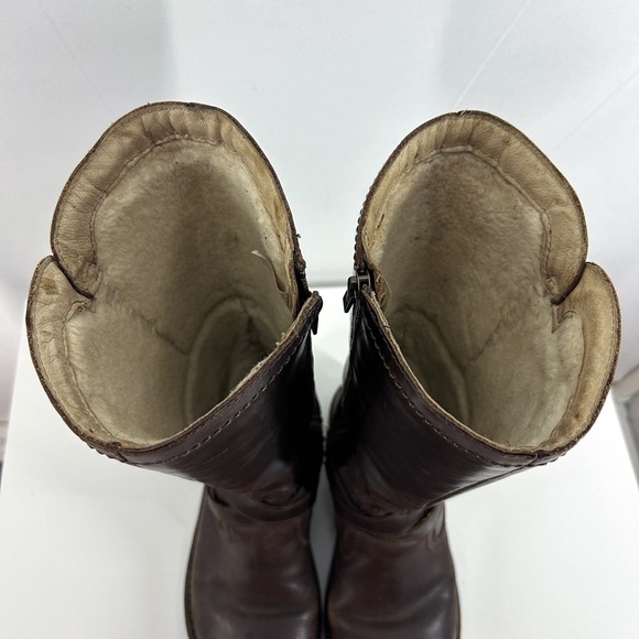 UGG Australia Rosen Brown Leather Tall Riding Boots Sherpa Lined Size 8 - Picture 8 of 10